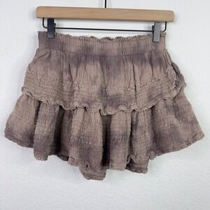 Aerie Skirt Women S Brown Tiered Ruffle Tie Dye Y2K Romantic Bohi Fairycore Mini